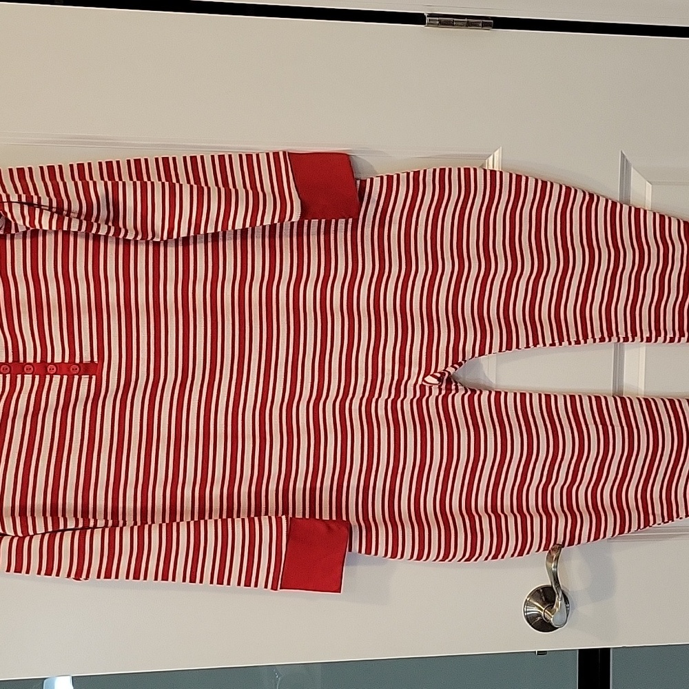 PINK Victoria's Secret Red Striped One Piece Thermal Onesie Pajama Large NWT - Picture 6 of 10
